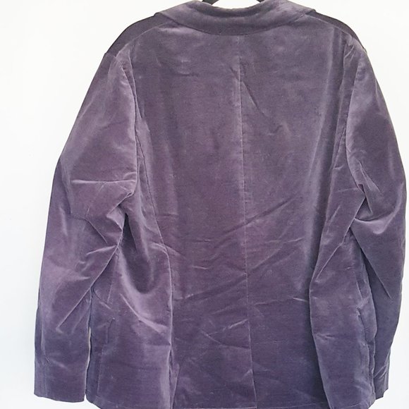 NINE WEST Jacket Sz 18W Purple Velvet One Button Cutaway Style Lined - Picture 5 of 7